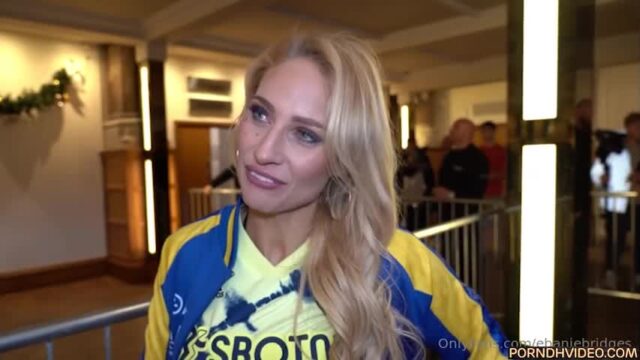 Blonde Bomber/Ebanie Bridges show big boobs so hot!!!